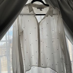 Forever 21 Sheer high low white button down